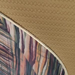 Mustard Yellow Leather Leisure Chair with Woven Seat and Colorful Geometric Back Panel